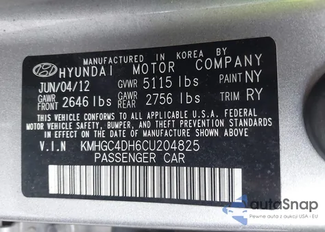 2012 Hyundai Genesis 5.0 R-Spec из США, поврежденный, VIN KMHGC4DH6CU204825